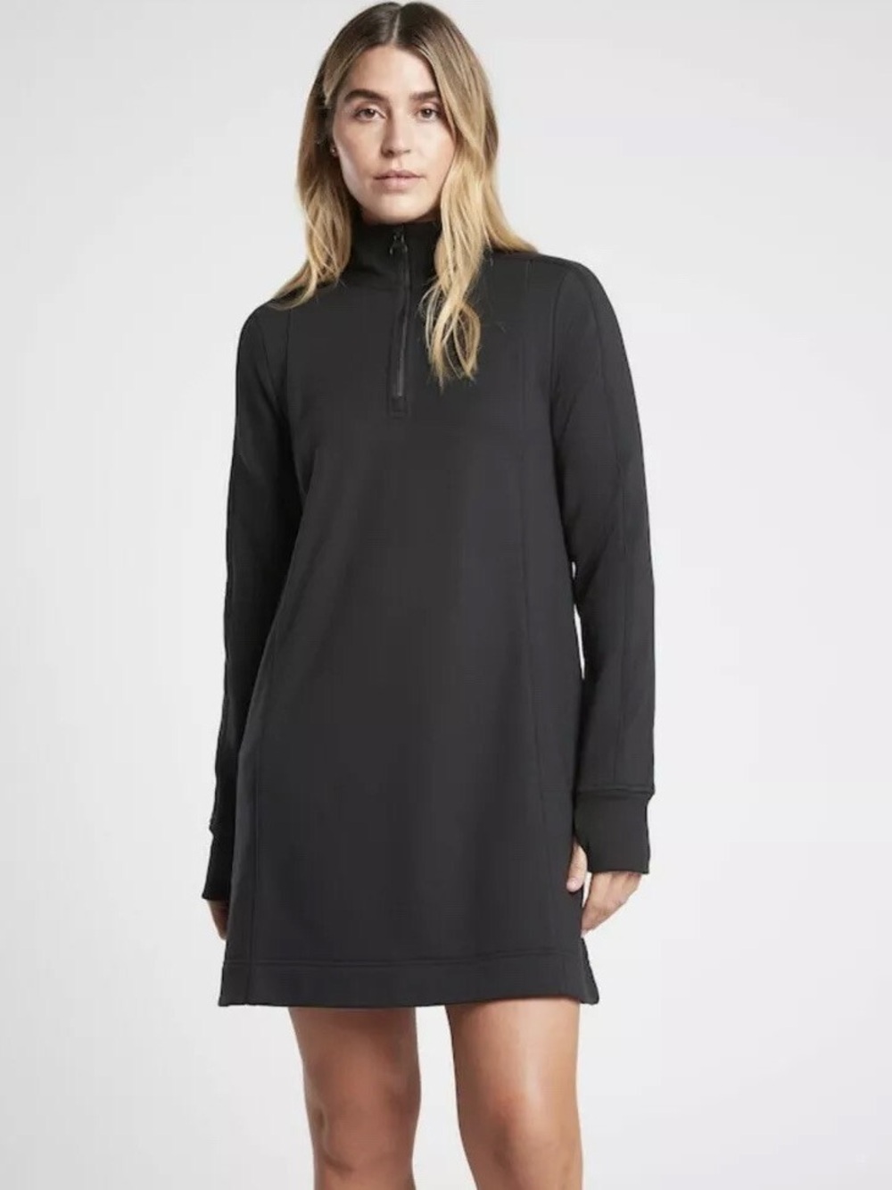 Athleta West Town Quarter Zip Athletic Black Dress Size 1X